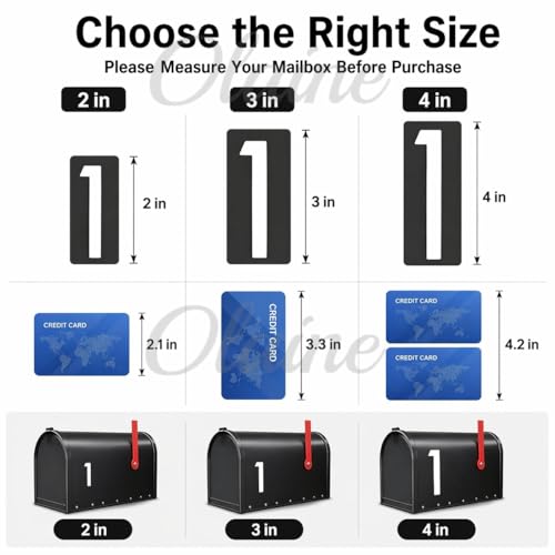 Image of 50 PCS 3 inch Reflective Adhesive Mailbox Numbers, Waterproof Vinyl Number Stickers with Easy-Peel Tabs, Includes Squeegee & Masking Tape, Strong Self-Adhesive House Numbers, Practical Gifts