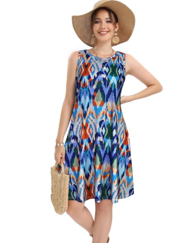 Image of elescat Women's Summer Dresses Casual Sleeveless Loose Sundress with Pocket