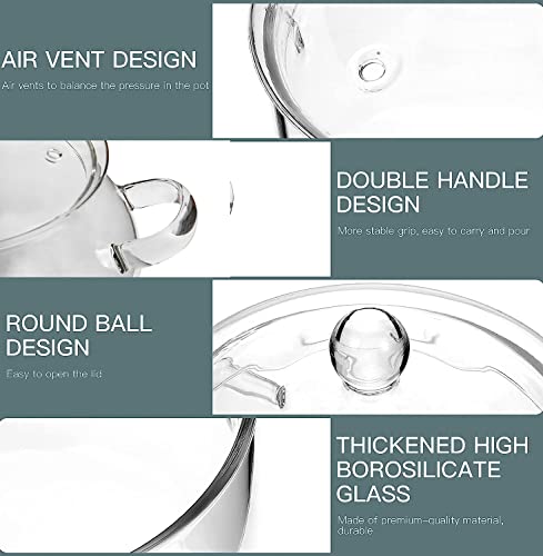 Kityemo 2.8L/95Oz Glass Pans Clear Glass Pots For Cooking With Lids Saucepan With Cover Simmer Pot Heat-Resistant Glass Stovetop Pot And Pan Stockpots For Noodles, Soup, Cereals, Fruits #TOP2
