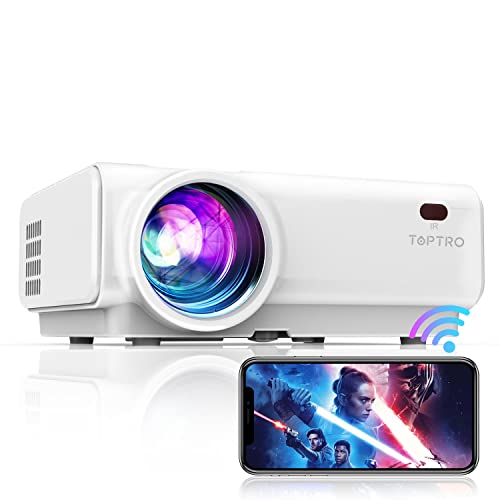 TOPTRO Projektor Wifi Bluetooth Projektor Tragbarer Mini Projektor Native 1080P 6500 Lumen Wireless Heimkino Projektoren mit 200 Zoll Display Kompatibel mit TV Stick/TVbox/Laptop/Smartphone/PC/PS4 Cover