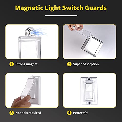 Image of Magnetic Light Switch Guard Cover, Light Switch Guard, Light Switch Blocker, Light Switch Lock, Switch Cover Guard, Child Proof Light Switch Cover Guard (White,2 Piece)