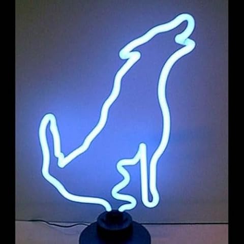 ROCKYMART Howling Wolf Neon Lamp for Desk or Tabletop - Great Looking Blue Glow Cover