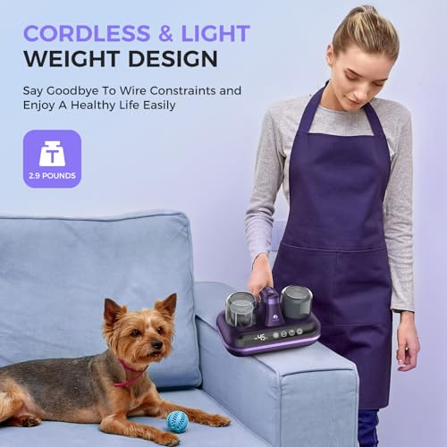Amzany Mattress Vacuum Cleaner - 5-in-1 Cordless Bed Vacuum Cleaner, Powered by UV-C Light & Ultrasonic Technology, 16Kpa Strong Suction,Low Noise,Suitable for Dust, Pet Hair, Etc - Purple by Amzany - Image 7