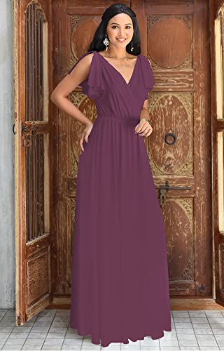 Image of KOH KOH Womens Long Sleeveless Bridesmaid Wedding Guest Prom Maxi Dress