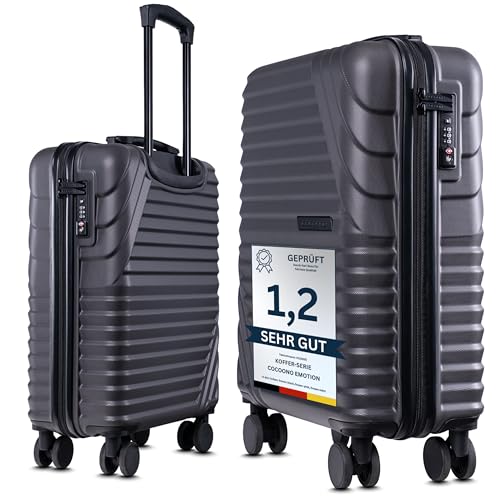 Premium Handgepäck Koffer 55x40x20cm - passend für Ryanair, Lufthansa, Eurowings und co. I 38L Handgepäck Koffer mit sanften Rollen und praktischem TSA Schloss, Reisekoffer Bordkoffer (anthrazit)