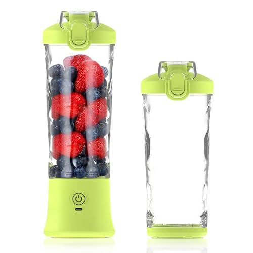 Boxonly Portable Juicer Blender, 20oz/600ml Smoothie Maker with 6 Blades, USB-C Rechargeable 4000mAh Battery, Multi-Purpose Travel Blender for Smoothies, Shakes and Juices (Fluorescent Yellow)