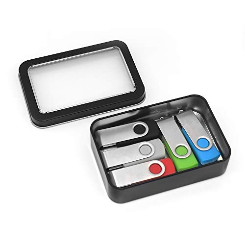 Gere 4 Pack Metal Rectangular Tin Boxes Containers with Detachable Clear Lid, Black,Portable Box Small Storage Kit Home Organizer,Model 107