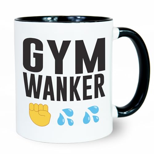 Reactive Brands MUGEMS - Tazza con scritta "Gym Wanker", divertente regalo per palestra e fitness, lavabile in lavastoviglie, tazza di alta qualità, idea regalo per Natale, festa del papà, fidanzato,