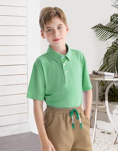 Image of Polo Shirts for Boys Golf Polo Shirt Short Sleeve Boys Performance Polo Dry Fit Stretch Collared UPF50+ Kids Golf Shirts