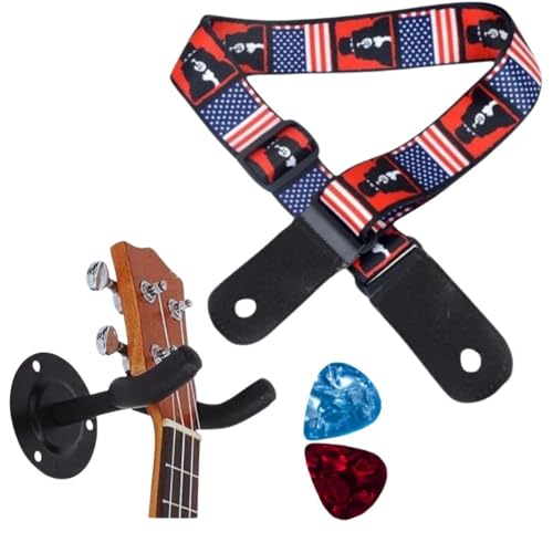 Image of MOCKING BIRD Guitar Belt with guitar wall mount hanger Adjustable Buckle Guitar strap for acoustic Guitar Electric Guitar bass Guitar Hanger with Colourful Plectrum picks