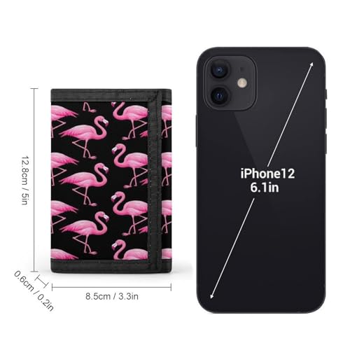Fashion Thin Lovely Animal Pink Flamingo Wallets, Fold Trifold Wallet with ID Holder And Key Chain, Compact Wallet for Outdoor Travel2