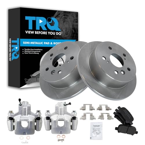 Image of TRQ Rear Brake Pad & Rotor Kit Semi-Metallic Compatible with 2005 Toyota Avalon