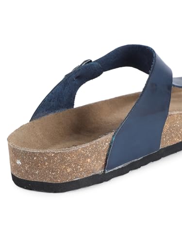 Image of HF JOURNEY Nivera 2.0 Men's Cork Footbed Thong Sandal,Slip On Entry,(Size 41-46) BlackPU, Casual Lounging Slipper, EVA Sole, Flat Heel,Nivera 2.0 - Black (41)