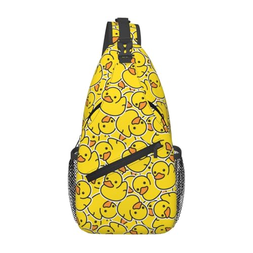 Cute Duck Print Bags for Women Men Crossbody Duck Sling Bag Backpack Casual Duck Print Chest Bag with Shoulder Strap