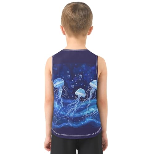 Jellyfish Bubbles Ocean Blue Boys Tank Tops Toddler Sleeveless Tank Top Undershirts for Kids,3T3
