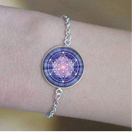 Preisvergleich Produktbild Spirituelle Armbänder mit Blumen-Mandala-Motiv, heilige Geometrie, Amulett, Medaille, Geschenk