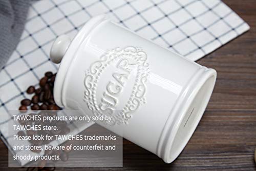 Canisters Sets for the Kitchen Airtight, White Kitchen Canisters set of 3 for Coffee Tea Sugar, Ceramic Canisters With Lids TAWCHES TC001(A White 3pcs) - Thumbnail 3