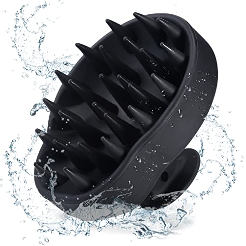 LORSEX Kopfhaut Massagebürste Shampoo Bürste, Silikon Shampoo Haarbürste zur Kopfmassage beim Duschen, Scalp Massager für Nass Trocken Haar, Reduziert Schuppen, Stimulieren das Haarwachstum (Schwarz) Cover