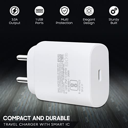 Image of 25W USB Type C Super-Fast PD Charger Adapter for Samsung Galaxy S24 S23 A14 M14 F14 F54 M53 F23 M33 A34 A54 S22 S21 M54 F62 A13 M23 S23 Ultra 5G Cellular Phones Travel Quick Adaptor, White