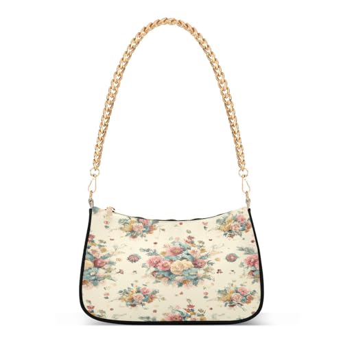 Shoulder Bag for Women Lots Of Flowers Tote Handbag Crossbody Bag with Zipper Closure