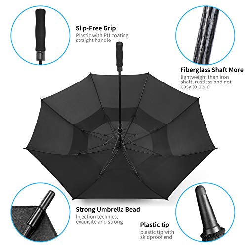 Image of MRTLLOA Automatic Open Golf Umbrella, 62 /68 Inch Extra-Large Oversized Double Canopy Vented Windproof Waterproof Stick Rain Golf Umbrellas for Men and Women