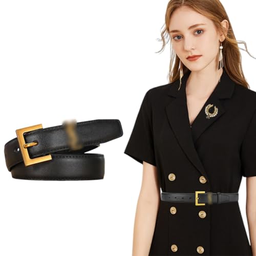 AEIXYA 1 Pezzi Cinture Da Donna Pu, Cinture Classiche In Pelle, Regolabili, Firmate Classica Eleganti Cinture Da Donna Oro Con Y, S Fibbia L Dorata, Adatte Per Jeans, Pantaloni E Abiti (110 Cm，A).