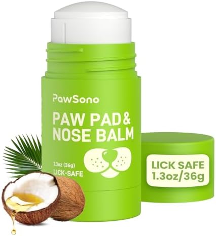 Lick-Safe Dog Paw & Nose Balm with Coconut Oil | Winter Road Salt & Cold Pavement Protector | All-Natural Moisturizer & Soother for Dry, Cracked Pads & Snout | Nose Butter for Bulldogs (1.3 oz / 36 g)