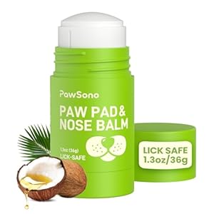 PawSono Lick-Safe Dog Paw & Nose Balm with Coconut Oil | All-Natural Moisturizer & Soother for Dry, Cracked Pads & Snout | Heat & Cold Pavement Protection Wax | Horse Hoof, Joint Care (1.3 oz