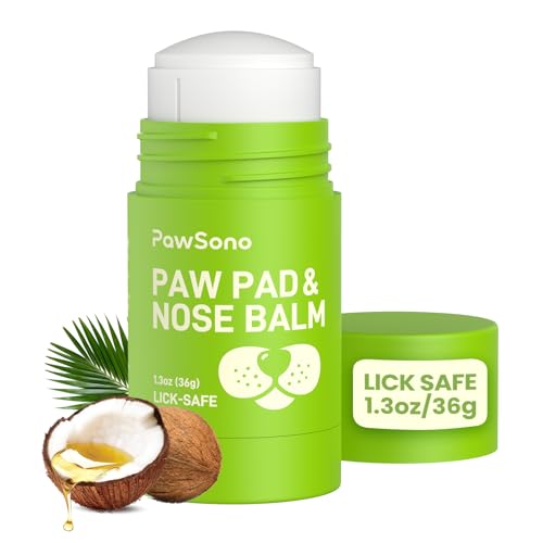 Lick-Safe Dog Paw & Nose Balm with Coconut Oil | Winter Road Salt & Cold Pavement Protector | All-Natural Moisturizer & Soother for Dry, Cracked Pads & Snout | Nose Butter for Bulldogs (1.3 oz / 36 g)