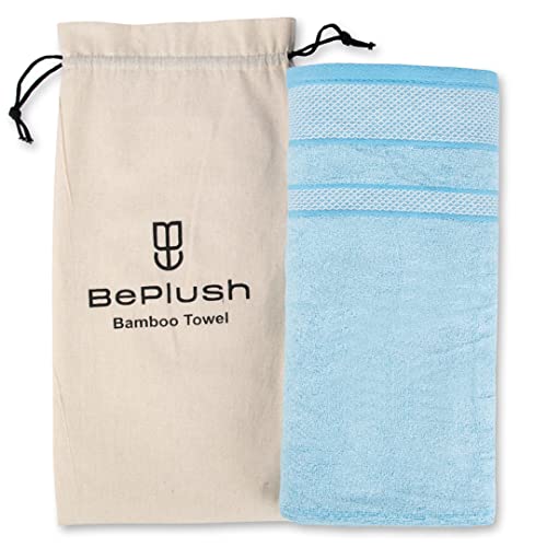 Image of Zero Twist Bamboo Towels for Bath Large Size | Ultra Soft, Highly Absorbent, Quick Dry, Anti Bacterial Bamboo Bath Towel for Men & Women || 450 GSM, 29 x 59 Inches (1, Sky Blue)