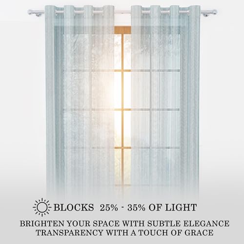 Image of Story@Home Window Curtains 5 Feet Long Set of 1 | Herringbone Printed | Semi Transparent Curtain | Net Curtains | Sheer Curtain for Living Room | (118 X 152 Cm, Blue) | Perfect for Home Decor
