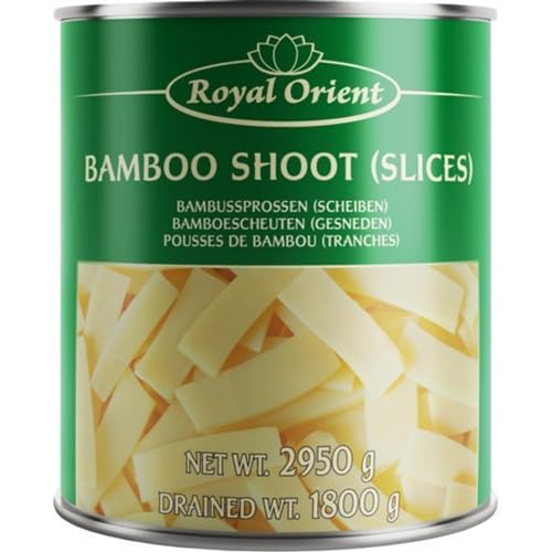Royal Orient - Pousses de Bambou Tranchées en Conserve, Légumes Asiatiques Prêts à l'Emploi, Format Familial - Poids Net 2,95 kg, Égoutté 1,8 kg