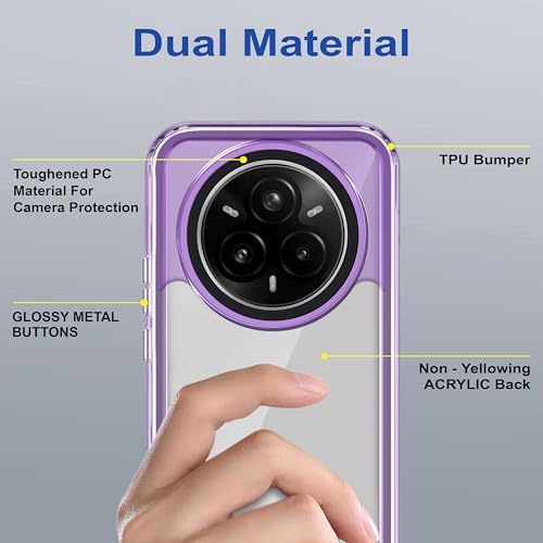 Image of amazon basics Back Case Cover for Realme 14 Pro Plus 5G | Compatible for Realme 14 Pro Plus 5G Back Cover | Case Cover with Camera Protection | (TPU + PC | Translucent Purple)