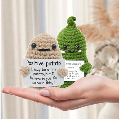Image of 2PCS Crochet Toys, Crochet Gifts for Women Men Friends Coworkers, Crochet Toy for Birthday Christmas Valentine's Day