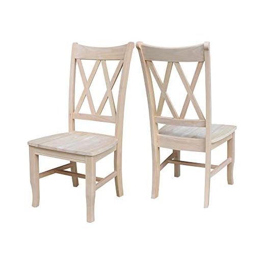 International Concepts Double X Back Chairs, Unfinished, Set of 2