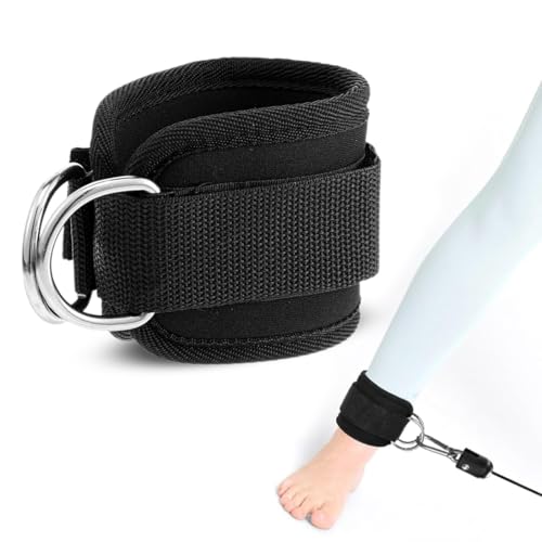 Chevillère à poulie rembourrée (noire), sangle de câble pour musculation et fitness, accessoire de fitness, sangle de cheville pour le sport, la position allongée et les fessiers