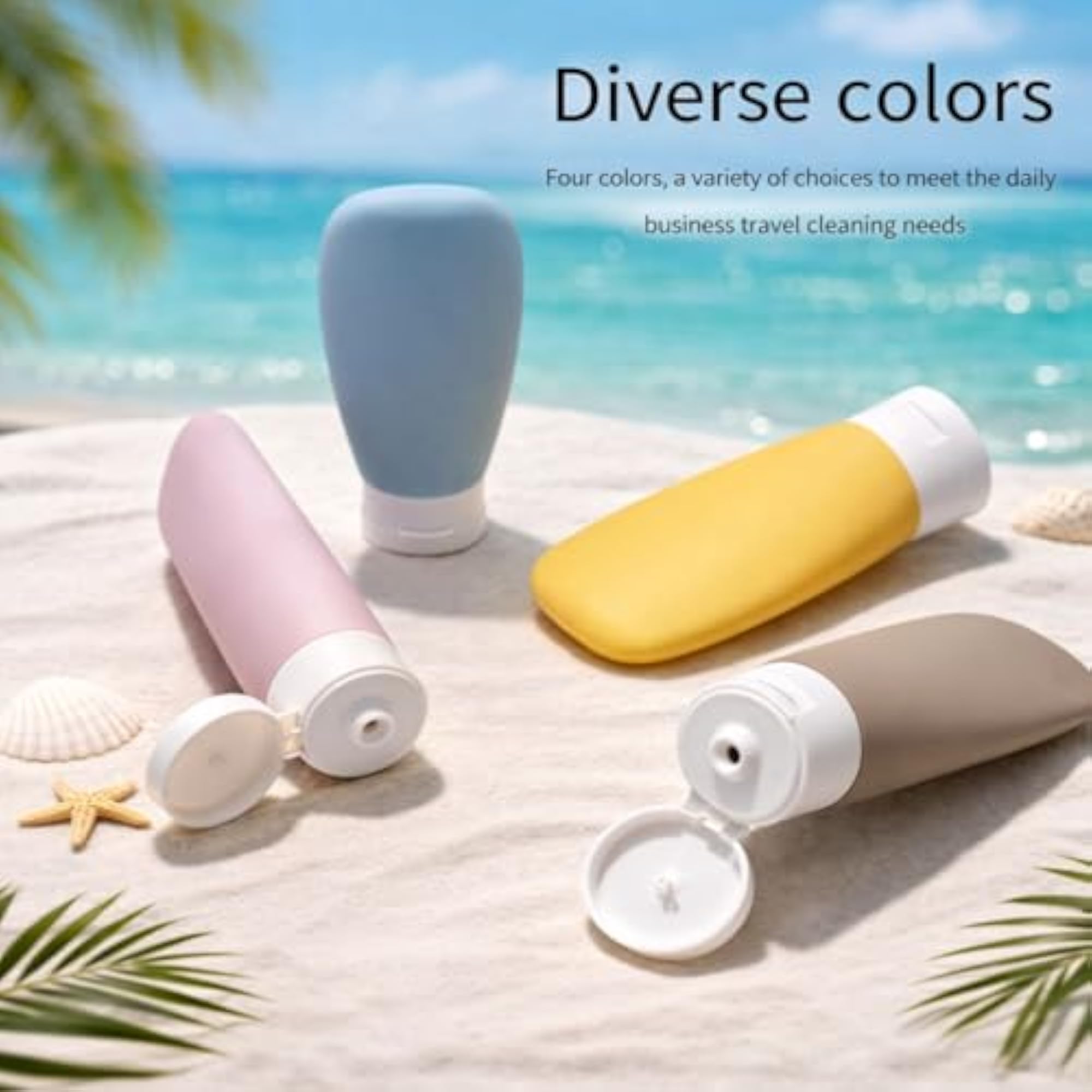 Travel Silicone Bottles Set, 60ml Leakproof Containers
