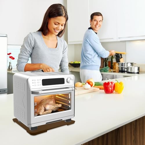 360° Rolling Tray Bamboo Appliance Slider for Kitchen Appliances, for Breville Espresso Machine Accessories, Sliding Tray for Coffee Maker Appliances Mat Easily from Under The Cabin Brown13\"×15.7\" - Thumbnail 2