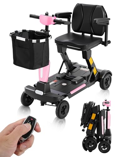 Ecomobi 15Miles 4 Wheels Fully Automatic Foldable Mobility Scooter for Adults&Seniors, 46Lbs Lightweight & 350W Powered Electric Compact Mobility Scooter with Airline-Approved Battery for Travel