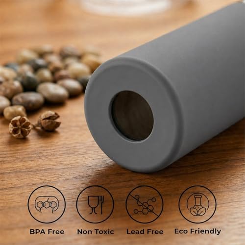Image of Giftana Personalized Borosilicate Glass Water Bottle 500ml with Glass Sipper Tumbler 450ml, Reusable Leakproof Drinking Bottle with Silicone Sleeve, Eco-Friendly Bottle for Office Gym Travel (Grey)