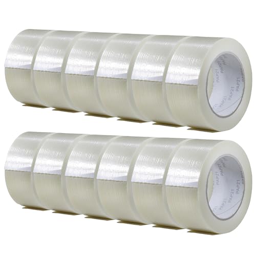 GGR Supplies FIL-795 Mono/Uni-Directional Fiberglass Reinforced Super Resistant Heavy Duty Commodity Grade Filament Strapping Tape: 2 in. Wide x 60 yds. (5.5 Mil) (Pack of 12)