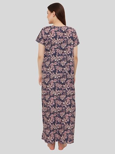 Image of GLAMORAS Bizzy Lizzy Cotton Nighty Gown with Side Pocket for Women | Regular, Digital Printed & Full Length Maxi Night Gown | Night Wear Maxi Gown for Women | Size: M-2XL
