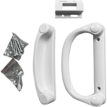 White Sliding Patio Door Handle Kit Replacement Handle Set for Glass Door Repair with Keeper, Latch & Screws DH-508-W