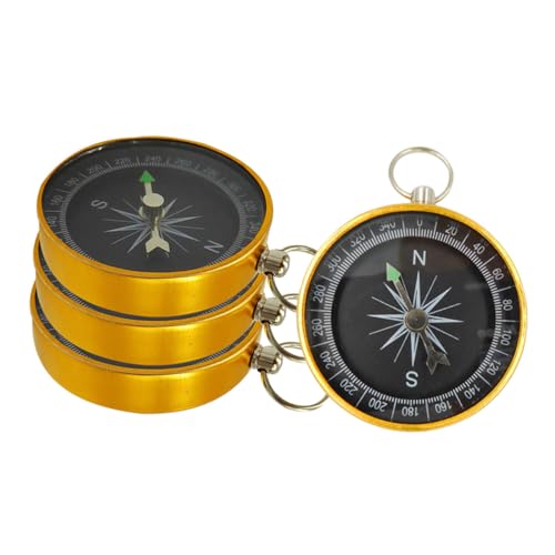 Set de 4 brújulas vintage para llavero de aluminio portátil miniatura 1
