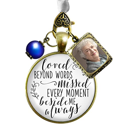 Gutsy Goodness Wedding Bouquet Charm Loved Beyond Words Missed Every Moment Memorial Honor Anyone Antique Bronze White Glass Pendant Something Blue Bead 1 Photo Frame Loving Remembrance For Bride Diy Template cover