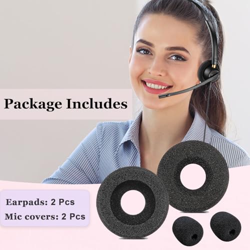 Plantronics Headset Ear Cushions Foam Replacement Ear Pad for Plantronics Blackwire C320 3320 3210 3220 HW251N HW261N HW510 HW520 Jabra PRO 930 Most Standard Size Office Telephone Headphones (2 Pack)