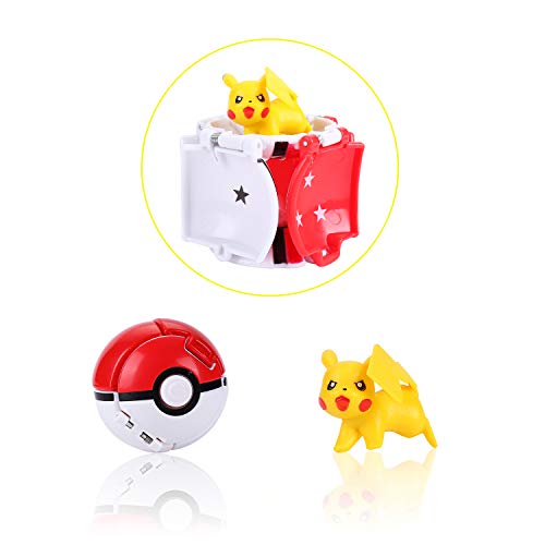 Pokemon, Poké Bolas Pokéball, Mini Figure Pokemon, Pokeball Throw Figura Regalos y Fiestas para Niños (Pikachu)