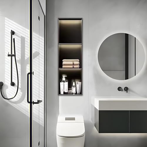 Niche de douche en acier inoxydable noir mat au design architectural - 2