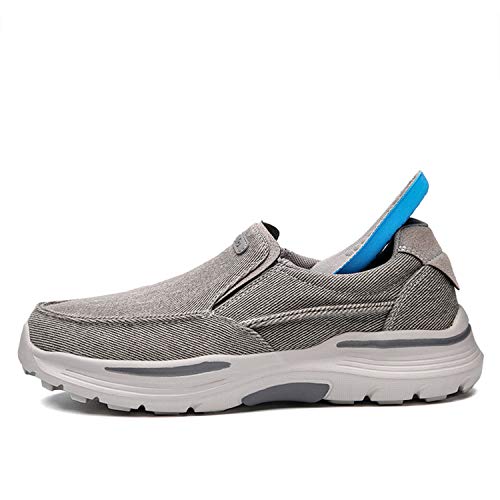 JAMONWU Mens Slip On Shoes Cloth Shoes Casual Loafers Walking Shoes Lightweight Outdoor Shoes (10.5 US,A_Grey)3