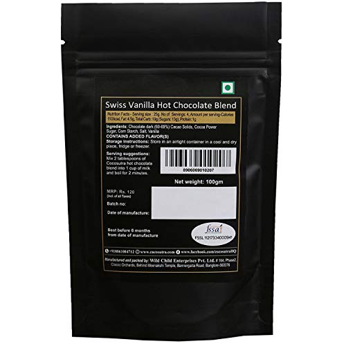 Image of Cocosutra Swiss Vanilla Drinking Chocolate Mix, 100g | Gluten Free Drinking Chocolate | Hot or Cold | Serves 5 Cups (Pack of 2)